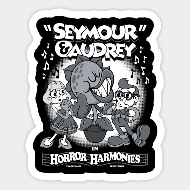 Horror Harmonies - Vintage Cartoon Seymour - Rubber Hose Style Sticker by Nemons